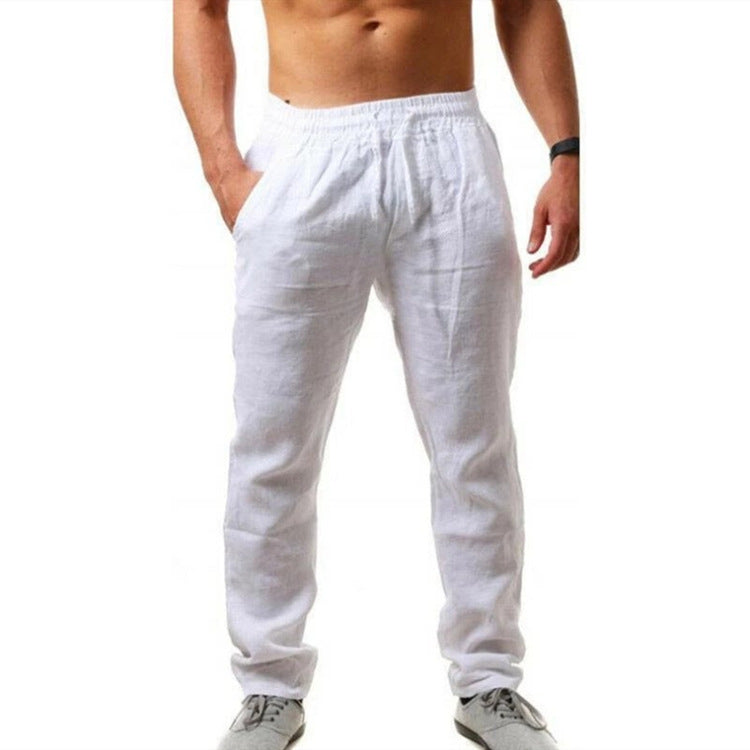Hlače od lana s motivom tekućeg toka